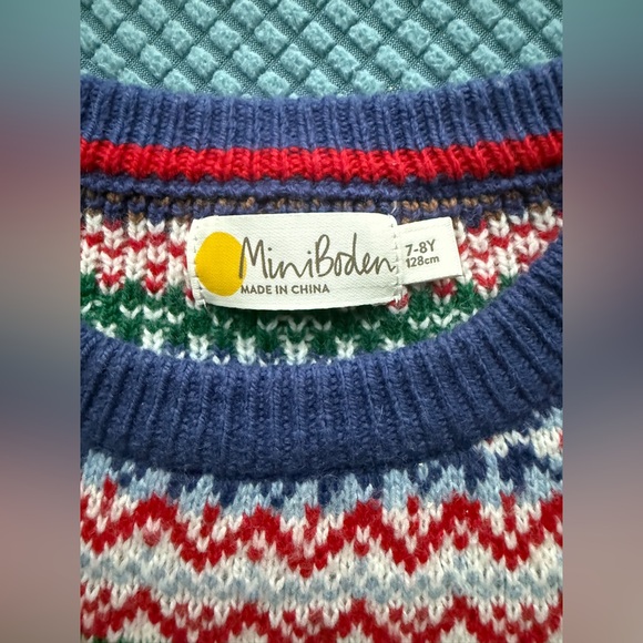 THE BEST Mini Boden Christmas sweater size 7/8. Reindeer Rudolph - Picture 3 of 3